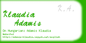 klaudia adamis business card